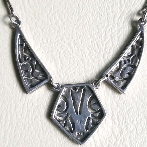 Vintage Art Deco 1920s Marcasite Sterling Silver Pendant Necklace - Picture 10 of 16